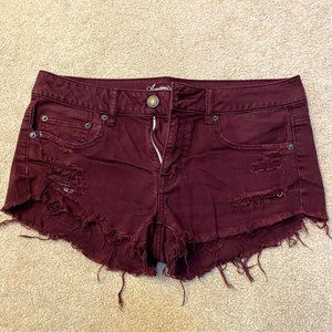 American Eagle Maroon jean shorts